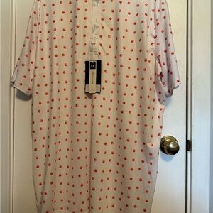 NWT‎ Men's Boston Scott White and Orange Polka Dot Shirt